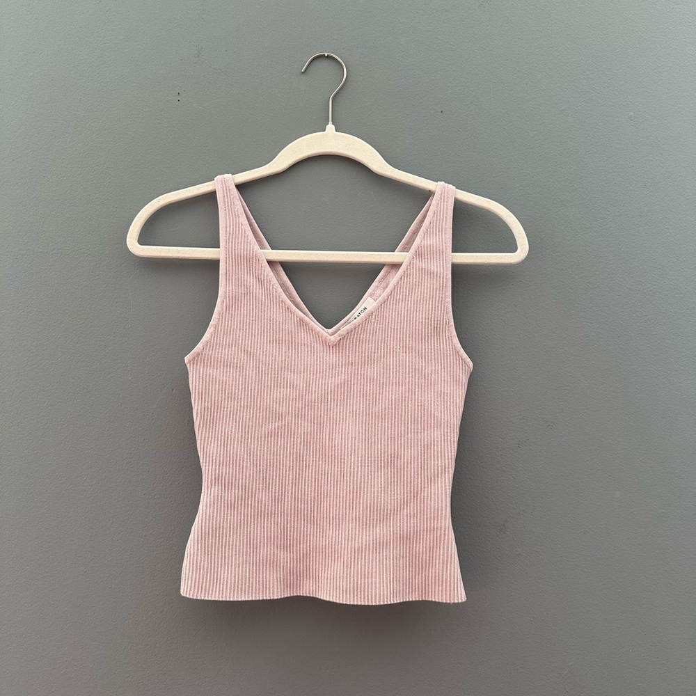 Aritzia Babaton Sculpt Knit V-Neck Tank, Halo Pink, S